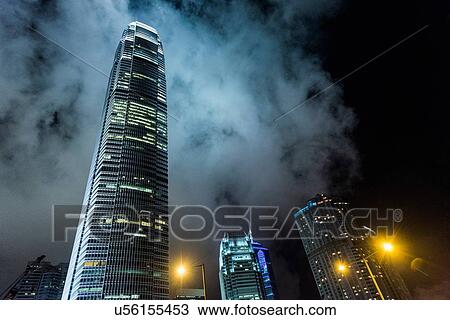 Skyscrapers at night, low angle view, Hong Kong, China View Large Photo Image Stock Image - Skyscrapers at night, low angle view, Hong Kong, China. Fotosearch