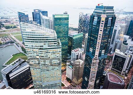 Skyscrapers, Singapore View Large Photo Image Stock Photograph - Skyscrapers, Singapore. Fotosearch