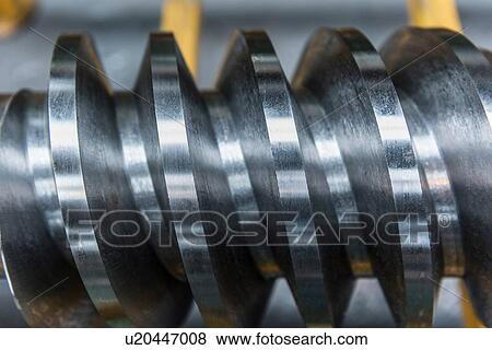 Steel worm drive gear in engineering factory, close up View Large Photo Image Stock Photo - Steel worm drive gear in engineering factory, close up. Fotosearch