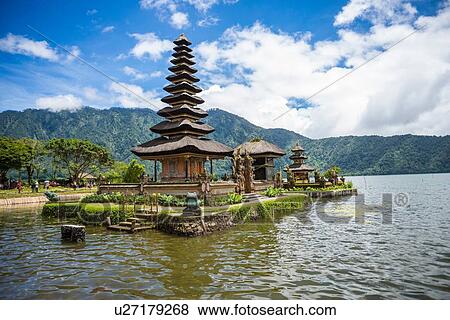 Temple in the Lake, Lake Bratan, Bali, Indonesia View Large Photo Image Stock Photo - Temple in the Lake, Lake Bratan, Bali, Indonesia. Fotosearch