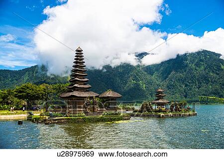 Temple in the Lake, Lake Bratan, Bali, Indonesia View Large Photo Image Stock Photo - Temple in the Lake, Lake Bratan, Bali, Indonesia. Fotosearch