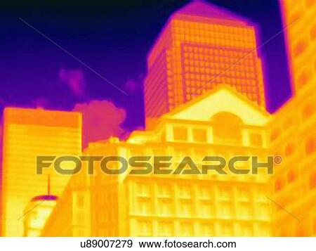 Thermal photograph of offices and skyscrapers, Canary Wharf, London, UK View Large Photo Image Stock Photo - Thermal photograph of offices and skyscrapers, Canary Wharf, London, UK. Fotosearch