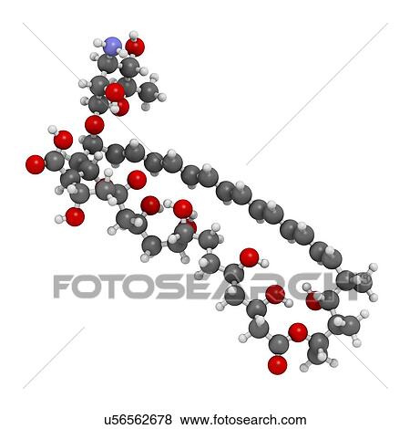 Stock Illustration - Amphotericin B antifungal drug molecule. Fotosearch