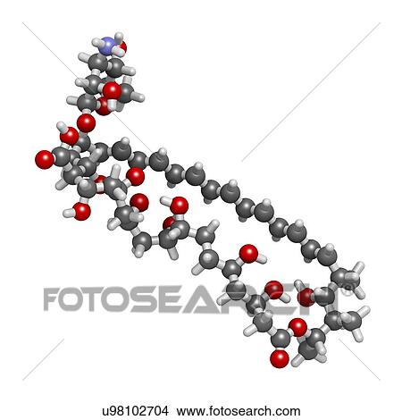 Stock Illustration - Amphotericin B antifungal drug molecule. Fotosearch
