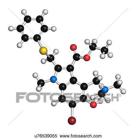 Stock Illustration - Arbidol influenza drug molecule. Fotosearch