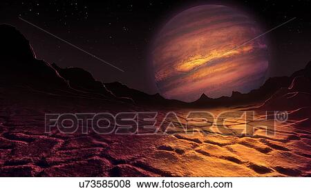 Stock Illustration - Artwork of brown dwarf seen from a planet. Fotosearch