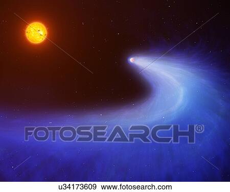 Artwork of mass-losing planet GJ 436b View Large Illustration Stock Illustration - Artwork of mass-losing planet GJ 436b. Fotosearch