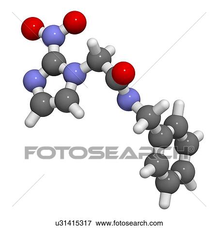 Stock Illustration - Benznidazole antiparasitic drug molecule. Fotosearch