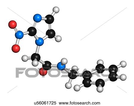 Stock Illustration - Benznidazole antiparasitic drug molecule. Fotosearch