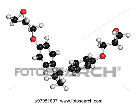 Stock Illustration - Bisphenol A diglycidyl ether molecule. Fotosearch