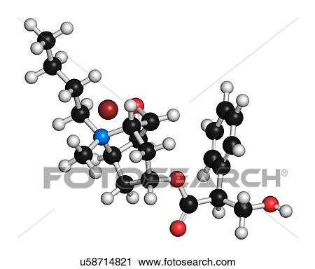 Clip Art - Butylscopolamine drug molecule. Fotosearch