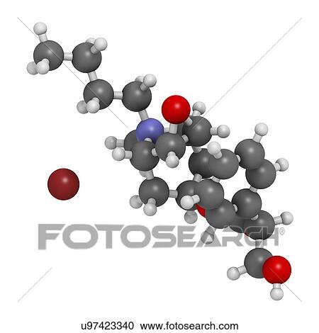 Clipart - Butylscopolamine drug molecule. Fotosearch