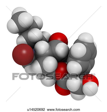 Drawing - Butylscopolamine drug molecule. Fotosearch