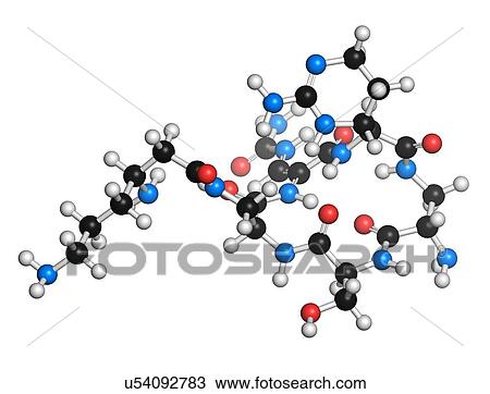Drawing - Capreomycin antibiotic drug molecule. Fotosearch