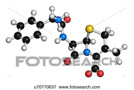 Stock Illustration - Cefalexin antibiotic drug molecule. Fotosearch