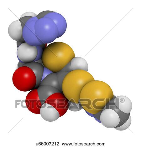 Drawing - Cefazolin antibiotic drug molecule. Fotosearch