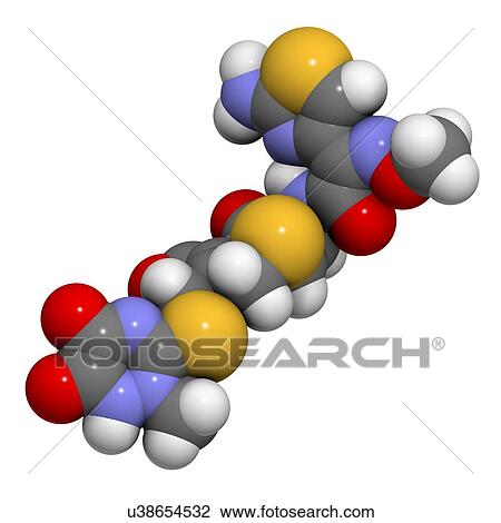 Drawing - Ceftriaxone antibiotic drug molecule. Fotosearch
