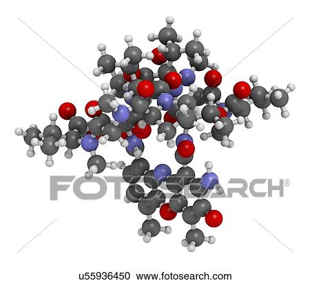 Clipart - Dactinomycin cancer drug molecule. Fotosearch