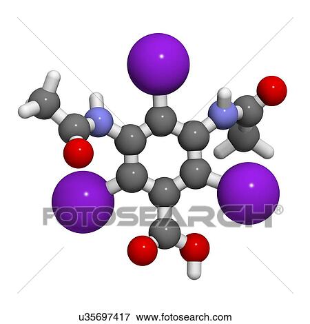 Diatrizoic acid contrast agent molecule View Large Illustration Stock Illustration - Diatrizoic acid contrast agent molecule. Fotosearch