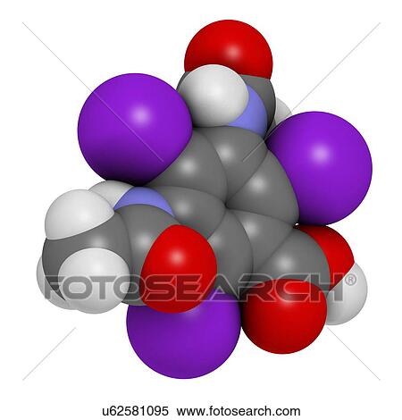 Stock Illustration - Diatrizoic acid contrast agent molecule. Fotosearch