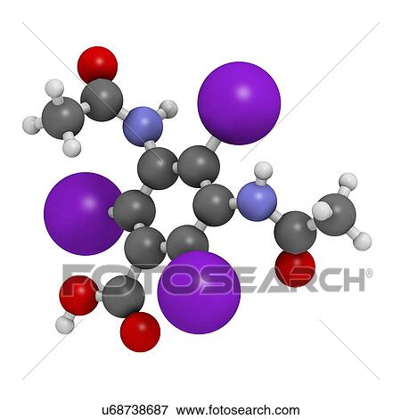 Stock Illustration - Diatrizoic acid contrast agent molecule. Fotosearch