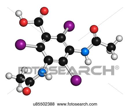 Stock Illustration - Diatrizoic acid contrast agent molecule. Fotosearch