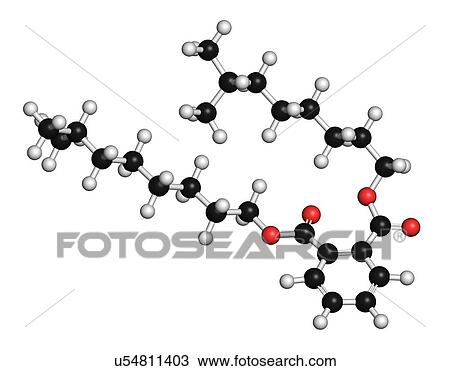 Drawing - Diisononyl phthalate plasticizer molecule. Fotosearch