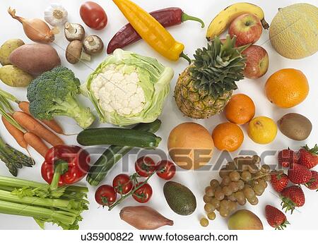 Drawing - Fruit and vegetables. Fotosearch