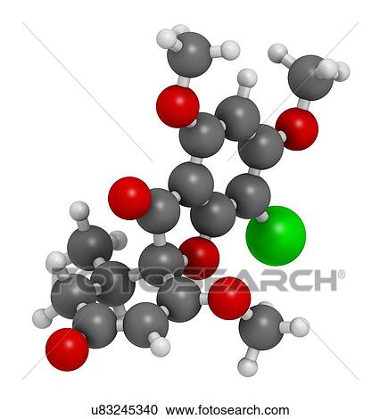 Clipart - Griseofulvin antimycotic drug molecule. Fotosearch