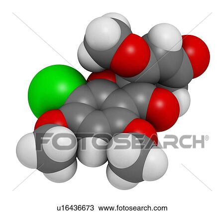 Drawing - Griseofulvin antimycotic drug molecule. Fotosearch