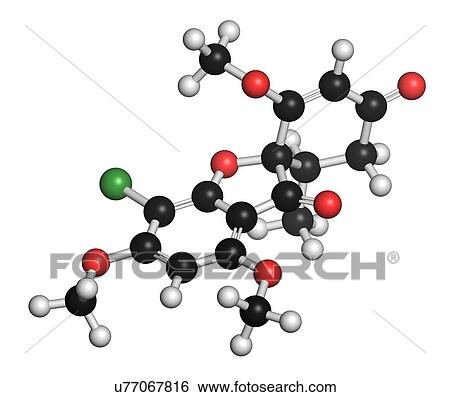 Stock Illustration - Griseofulvin antimycotic drug molecule. Fotosearch