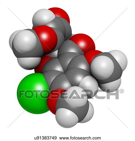 Stock Illustration - Griseofulvin antimycotic drug molecule. Fotosearch