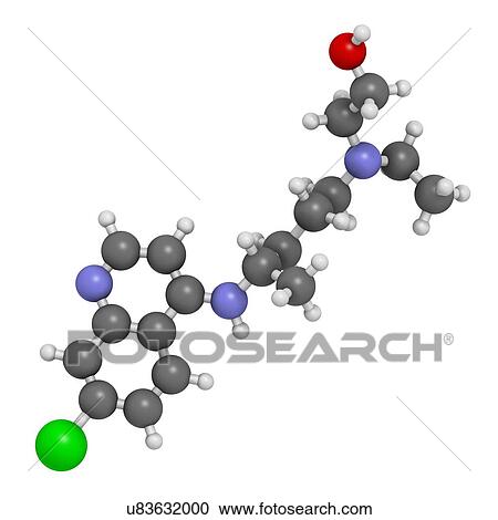Clipart - Hydroxychloroquine malaria drug molecule. Fotosearch