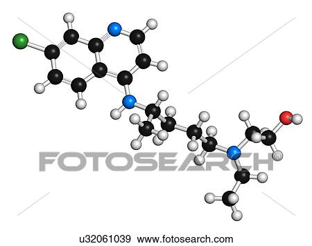Stock Illustration - Hydroxychloroquine malaria drug molecule. Fotosearch