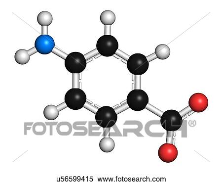 Stock Illustration - Para-aminobenzoic molecule. Fotosearch