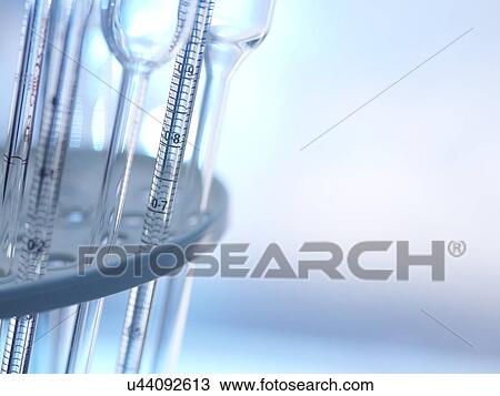Drawing - Pipette and laboratory glassware. Fotosearch