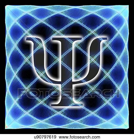 Stock Illustration - Psi symbol and artwork of a wavefunction. Fotosearch