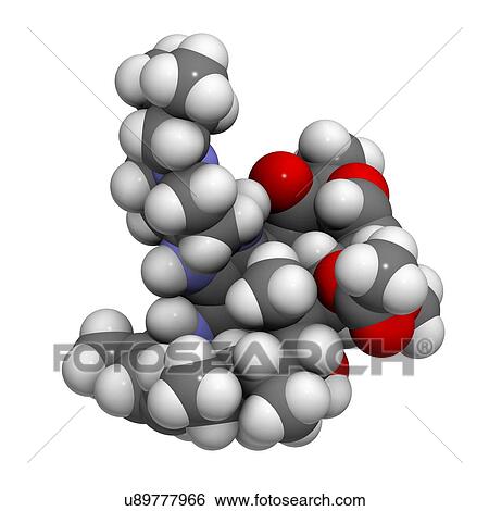 Stock Illustration - Rifabutin tuberculosis drug molecule. Fotosearch