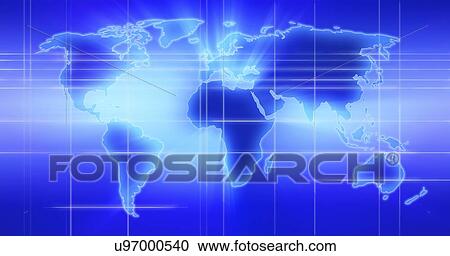 Clipart - World map illustration with time zones. Fotosearch