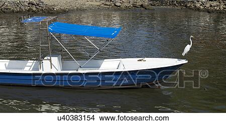Picture - Boat moored in an ocean inlet, Zihuatanejo, Guerrero, Mexico. Fotosearch