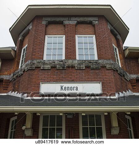 Stock Photo - Railway station, Kenora, Lake Of The Woods, Ontario, Canada. Fotosearch