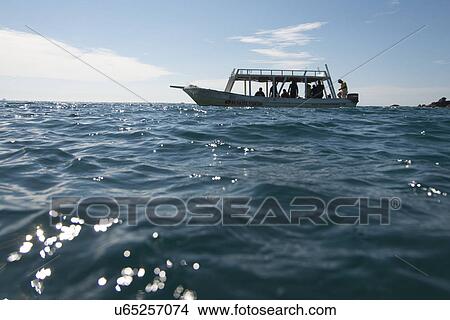 Picture - View of fishing boat at sea, Ixtapa, Guerrero, Mexico. Fotosearch