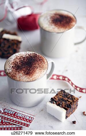 Coffee and Christmas cake View Large Photo Image Stock Photo - Coffee and Christmas cake. Fotosearch