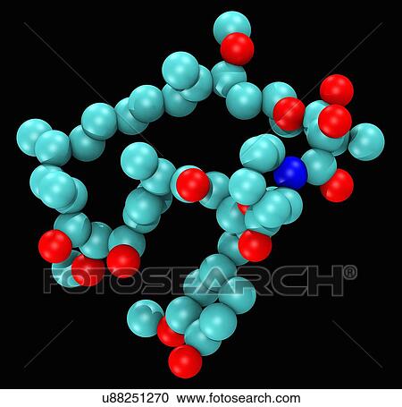 Stock Image - "Computer generated molecular model of Sirolimus, also known as rapamycin". Fotosearch