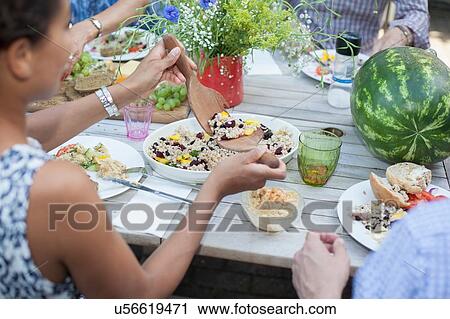 "Family enjoying meal, outdoors" View Large Photo Image Stock Image - "Family enjoying meal, outdoors". Fotosearch