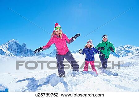 "Family playing in snow, Chamonix, France" View Large Photo Image Stock Image - "Family playing in snow, Chamonix, France". Fotosearch