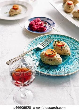 Stock Image - "Gefilte Fish, close-up". Fotosearch