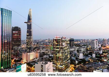 "High angle cityscape at dusk, Ho Chi Minh city, Vietnam" View Large Photo Image Stock Photo - "High angle cityscape at dusk, Ho Chi Minh city, Vietnam". Fotosearch