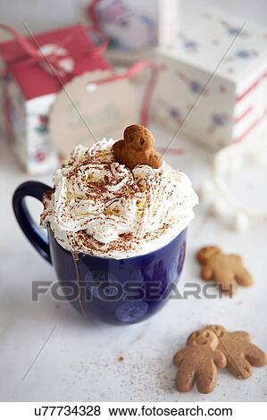 Hot chocolate and gingerbread cookies View Large Photo Image Stock Photo - Hot chocolate and gingerbread cookies. Fotosearch