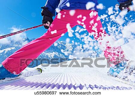 Stock Photo - "Rear view of skier, Chamonix, France". Fotosearch